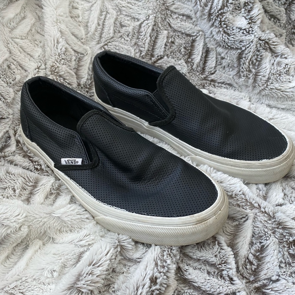 Vans Slip On Leather Perf Skate Shoe - Black